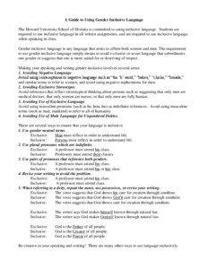 A Guide to Using Gender Inclusive Language The Howard University School of Divinity is committed to using inclusive language. Students are required to use inclusive language in all written assignments, and are required to use inclusive language