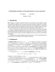 Graded Betti numbers of the path ideals of cycles and lines Ali Alilooee Sara Faridi  February 19, 2013