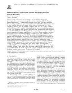 Weather prediction / Tropical cyclones / Hindcast / Mathematical modeling / Statistical forecasting / Tropical cyclone seasonal forecasting / Tropical Meteorology Project / Tropical cyclone forecasting / Tropical cyclone / Meteorology / Atmospheric sciences / Weather