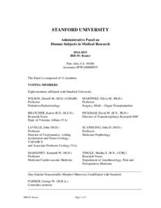 STANFORD UNIVERSITY Administrative Panel on Human Subjects in Medical ResearchIRB #5: Roster Palo Alto, CA 94306