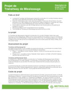 Projet de Transitway de Mississauga Description du projet financé et en cours