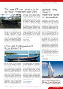 Watersportnieuws | Zeilboten  Wanderer 40P voor het eerst te zien Jachtwerf Heeg op HISWA Amsterdam Boat Show benoemt Waterfront Yachts