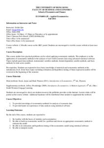 ECON6001 Fall 2011 Syllabus