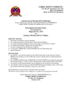 Minutes / Meetings / Annual general meeting / Heathmont /  Victoria