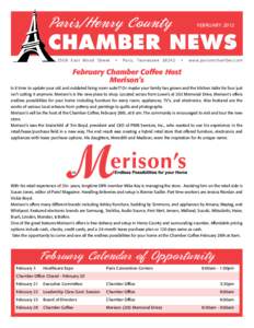 Paris/Henry County	  FEBRUARY 2012 Chamber News[removed]E a s t Wo o d St re e t