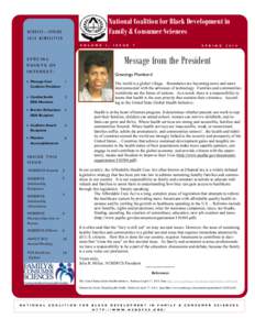 National Coalition for Black Development in Family & Consumer Sciences NCBDFCS—SPRING 2014 NEWSLETTER V O L U M E