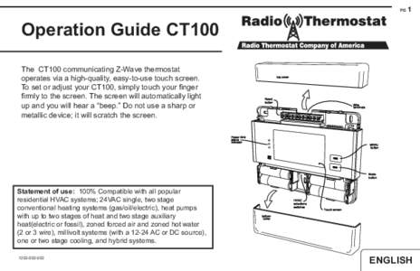 PG  1 Operation Guide CT100 The CT100 communicating Z-Wave thermostat