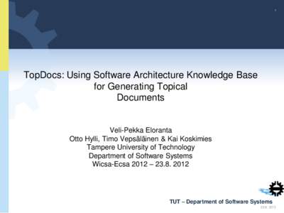 1  TopDocs: Using Software Architecture Knowledge Base for Generating Topical Documents