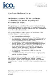 National Park Authorities, the Broads Authority and Conservation Boards Freedom of Information Act Definition document for National Park