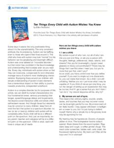 100 DAY KIT  Ten Things Every Child with Autism Wishes You Knew by Ellen Notbohm