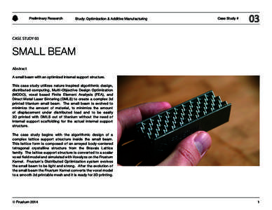 Preliminary Research  Study: Optimization & Additive Manufacturing Case Study #