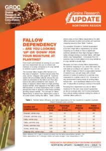 NORTHERN REGION  FALLOW DEPENDENCY – ARE YOU LOOKING ‘UP’ OR ‘DOWN’ FOR