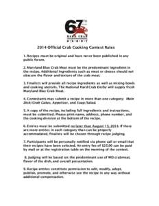 !  ! 2014 Official Crab Cooking Contest Rules