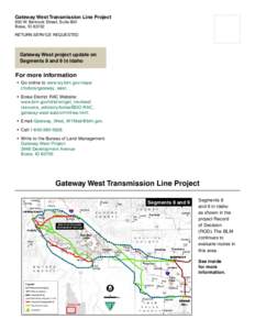 Gateway West Transmission Line Project 950 W. Bannock Street, Suite 800 Boise, ID[removed]RETURN SERVICE REQUESTED