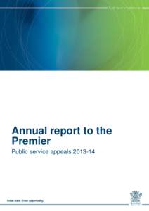 Annual report to the Premier Public service appeals[removed] 19 September 2014