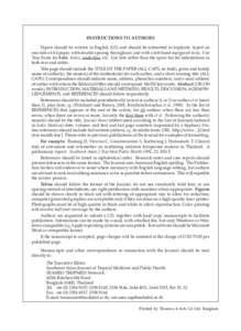 INSTRUCTIONS TO AUTHORS Papers should be written in English (US) and should be submitted in triplicate, typed on one side of A4 paper, with double spacing throughout, and with a left-hand margin of 4 cm. Use True Fonts f