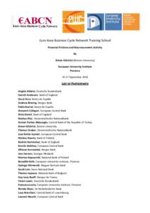 Euro Area Business Cycle Network Training School Financial Frictions and Macroeconomic Activity By Simon Gilchrist (Boston University) European University Institute Florence