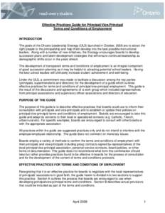 Preliminary Draft: Effective Practices Guide for Principal/Vice-Principal Terms and Conditions of Employment (Version 1)