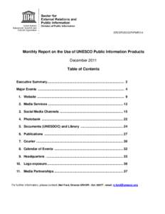 Monthly report on the use of UNESCO public information products, December 2011; 2011