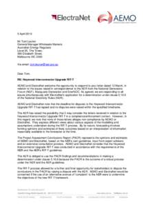 5 April 2013 Mr Tom Leuner General Manager Wholesale Markets Australian Energy Regulator Level 35, The Tower, 360 Elizabeth Street,