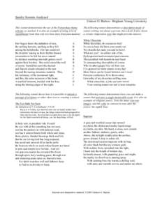 Sundry Sonnets Analyzed Gideon O. Burton / Brigham Young University This sonnet demonstrates the use of the Petrarchan rhyme The following sonnet demonstrates a descriptive mode of scheme, as marked. It is also an exampl