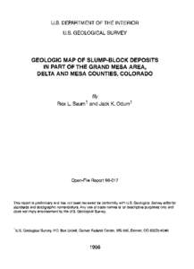U.S. DEPARTMENT OF THE INTERIOR U.S. GEOLOGICAL SURVEY GEOLOGIC MAP OF SLUMP-BLOCK DEPOSITS IN PART OF THE GRAND MESA AREA, DELTA AND MESA COUNTIES, COLORADO