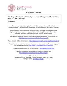 BLS Contract Collection  Title: Niagara Frontier Transit Metro System, Inc. and Amalgamated Transit Union, AFL-CIO, Local[removed]K#: 820608