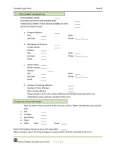 Casualty Loss Form  Form K 1. DEVELOPMENT INFORMATION DEVELOPMENT NAME: