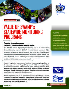 Management Memo Value  VALUE OF SWAMP’s STATEWIDE MONITORING PROGRAMS