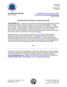 RICK SCOTT GOVERNOR JUSTIN SENIOR SECRETARY  FOR IMMEDIATE RELEASE