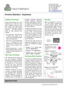 Chromatography / Laboratory techniques / Analytical chemistry / Spectroscopy / Chemometrics / Pentaerythritol tetranitrate / Thin layer chromatography / Explosive material / Forensic identification / Chemistry / Science / Raman spectroscopy