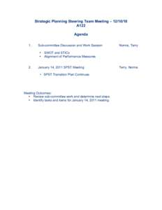 Strategic Planning Steering Team Meeting – [removed]A122 Agenda 1.  Sub-committee Discussion and Work Session