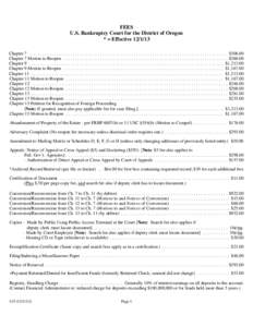 FEES U.S. Bankruptcy Court for the District of Oregon * = Effective[removed]Chapter 7 . . . . . . . . . . . . . . . . . . . . . . . . . . . . . . . . . . . . . . . . . . . . . . . . . . . . . . . . . . . . . . . . . . . 