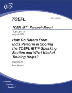 ISSN[removed]TOEFL iBT Research Report TM  TOEFLiBT-11