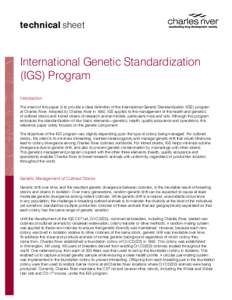 technical sheet  International Genetic Standardization (IGS) Program Introduction The intent of this paper is to provide a clear definition of the International Genetic Standardization (IGS) program