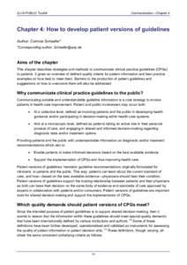 G-I-N PUBLIC Toolkit  Communication—Chapter 4 Chapter 4: How to develop patient versions of guidelines Author: Corinna Schaefer*