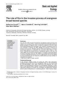 ARTICLE IN PRESS Basic and Applied Ecology[removed]—56 www.elsevier.de/baae  The role of fire in the invasion process of evergreen