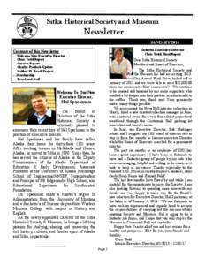 Sitka Historical Society and Museum  Newsletter