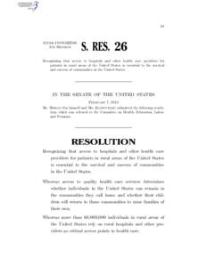 III  113TH CONGRESS 1ST SESSION  S. RES. 26