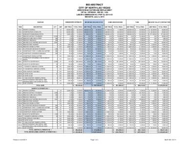 BID ABSTRACT CITY OF NORTH LAS VEGAS ARROWHEAD WATERLINE REPLACMENT CIP No. CIPW0049 - BID NO[removed]LABOR COMMISSION NO. PWP CL[removed]BID DATE: June 3, 2014