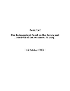 Report of The Independent Panel on the Safety and Security of UN Personnel in Iraq