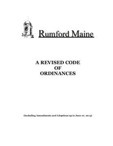 A REVISED CODE OF ORDINANCES (Including Amendments and Adoptions up to June 10, 2014)