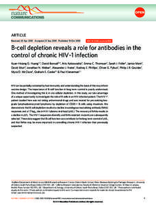 ARTICLE Received 20 Apr 2010 | Accepted 23 Sep 2010 | Published 19 Oct 2010 DOI: [removed]ncomms1100  B-cell depletion reveals a role for antibodies in the