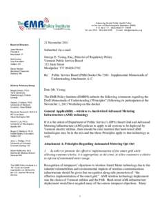 Advancing Sound Public Health Policy on the Use of Electromagnetic Radiation (EMR) P. O. Box 117 Marshfield VT[removed]Tel. and FAX : [removed]E-mail: [removed]