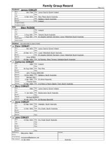 Family Group Record Husband Born James CONLEY Abt 1798