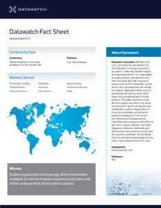 Datawatch Fact Sheet Updated April 2015 Community Data  About Datawatch