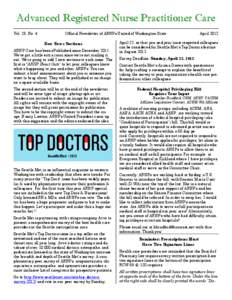 Advanced Registered Nurse Practitioner Care Vol. 23, No. 4 Official Newsletter of ARNPs United of Washington State New News Sections