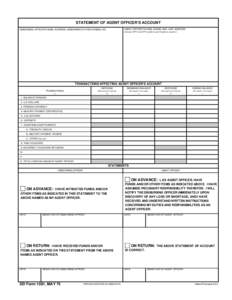 STATEMENT OF AGENT OFFICER’S ACCOUNT AGENT OFFICER’S NAME, GRADE, SSN, UNIT ADDRESS (Include ZIP Code/APO number) and Telephone number) DISBURSING OFFICER’S NAME, ADDRESS, DISBURSING STATION SYMBOL NO.