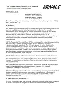 MODEL 2 (England) TENBURY TOWN COUNCIL FINANCIAL REGULATIONS