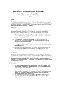 National Council of University Research Administrators Region VIII (International Region) Bylaws (Date) I.  NAME
